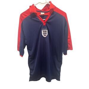 Vintage England Soccer Football Jersey Red Navy Blue early 2000s size mens small